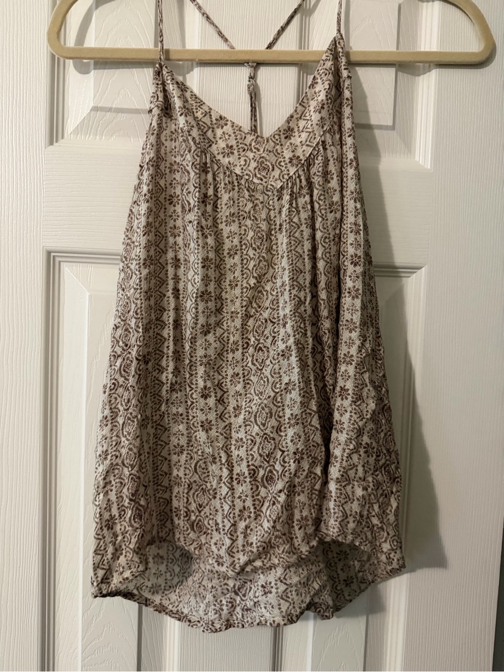 Daytrip Cream and Brown Printed Spaghetti Strap Tank